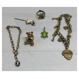 Vintage charm bracelet, Cameo & more