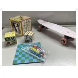 Vintage skateboard, game & more