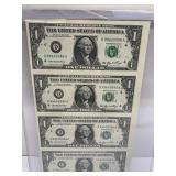 RARE UNCUT REAL US Currency $1 bills