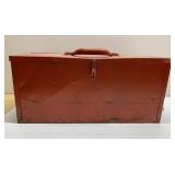 Vintage metal toolbox & some contents