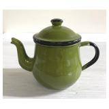 Vintage green enamelware teapot-marked