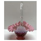 Fenton cranberry hobnail basket