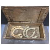 Antique horseshoes & wood box