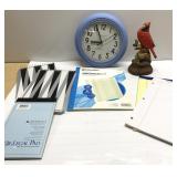 Cardinal music box & office supplies & clock