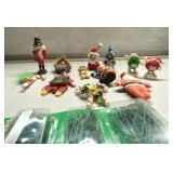 Vintage Christmas ornaments & hooks-Japan, M&Ms,