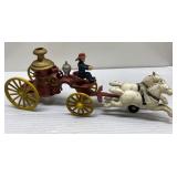 Cast iron firetruck & horses