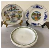 5 Corelle plates & souvenir plates-stands not incl