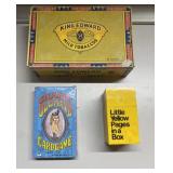 Vintage Yellow Pages in a box, cigar box & more