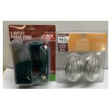 NEW 3-outlet power stake & 11 watt halogen lights