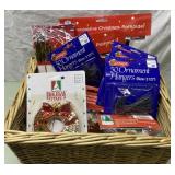 Basket of ornaments, hooks for Christmas