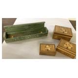 PRETTY inlaid boxes & stone incense box