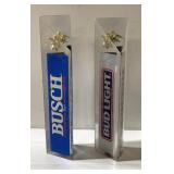 Busch and Bud Light beer tap handles