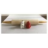 Antique rolling pin & Firedog & hydrant salt &