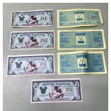 Disney & McDonalds "bucks" (in small section)
