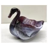 Imperial Slag Glass Swan 4" tall, 5" across