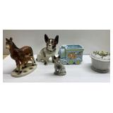 Pretty vintage trinket box & figurines