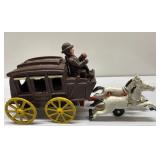 Cast iron horse & coach