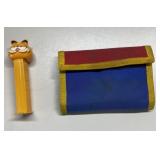 Vintage Garfield Pez dispenser & retro wallet