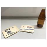 Vintage Busch Beer bottle & bar coasters