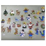 Vintage painted wood Christmas ornaments
