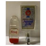 RARE vintage Stag & Natty Light beer tap handles