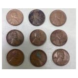Wheat pennies (in small section)