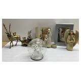 Vintage reindeer brass candle holders, angels more