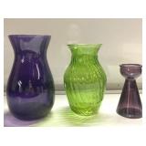 Green & purple glass vases Green & purple glass vases