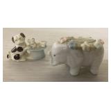 Vintage figurine & elephane pin cushion Vintage figurine & elephane pin cushion