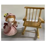 Vintage 6' music box & wood doll chair Vintage 6' music box & wood doll chair