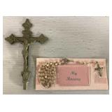 Vintage heart Rosary & Crucifix 8-1/2' tall Vintage heart Rosary & Crucifix 8-1/2' tall