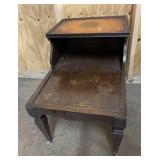 Antique end table on castors-24' tall Antique end table on castors-24' tall