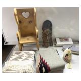 Navajo & Indian, wood doll chair, carved mask more Navajo & Indian, wood doll chair, carved mask more