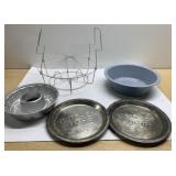Antique enamelware, pie plates, canning wire more Antique enamelware, pie plates, canning wire more