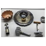 Silverplate chip & dip, copper mold, utensils Silverplate chip & dip, copper mold, utensils