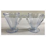 RARE Cambridge Clear Blue Art Deco cream & sugar RARE Cambridge Clear Blue Art Deco cream & sugar