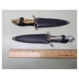 Vintage knives with sheaths incl Naked lady