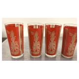 Mid century modern Asian-themed glass tumblers Mid century modern Asian-themed glass tumblers