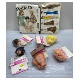 Vintage sewing patterns & SEALED doll heads Vintage sewing patterns & SEALED doll heads