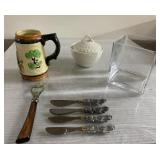 Pewter bunny spreaders, Iriquois Intaglio sugar Pewter bunny spreaders, Iriquois Intaglio sugar