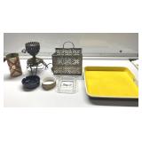 Mid century modern tray, metal lamp, metal basket, Mid century modern tray, metal lamp, metal basket,