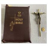 Vintage Bible, Crucifix & St Christopher pendant Vintage Bible, Crucifix & St Christopher pendant