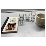Jack Daniels book, shot glasses & mug Jack Daniels book, shot glasses & mug