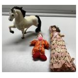 Antique doll, jester doll & horse Antique doll, jester doll & horse