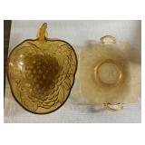 Depression glass & amber glass pieces-12' Depression glass & amber glass pieces-12'