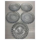 Vintage light blue glass plates-5 1/2' across Vintage light blue glass plates-5 1/2' across