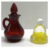 1992 St Clair art glass bell & red glass decanter 1992 St Clair art glass bell & red glass decanter