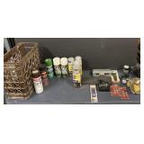 Crate of gauges, spray cans, tools more Crate of gauges, spray cans, tools more