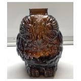 Vintage amber glass Wise Old Owl coin bank Vintage amber glass Wise Old Owl coin bank