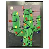 Cactus with Christmas Lights painting 8x10 Cactus with Christmas Lights painting 8x10